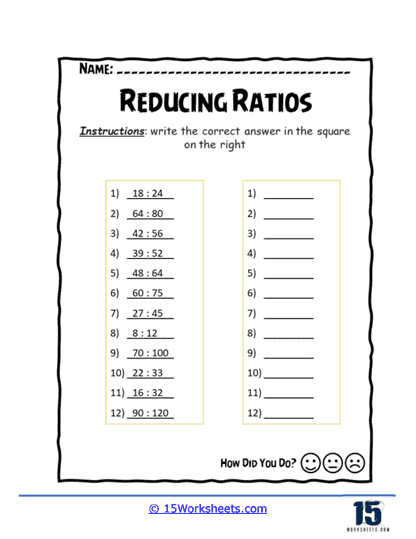 Ratio Rumble Worksheet