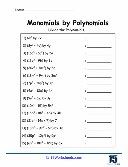 Division Dive Worksheet