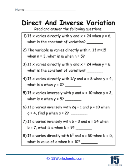 Variation Challenge Worksheet