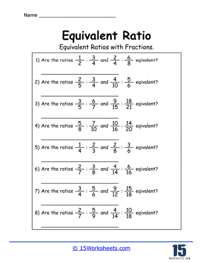 Fraction Ratios Worksheet