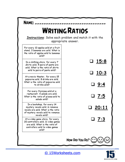 Ratio Rodeo Worksheet