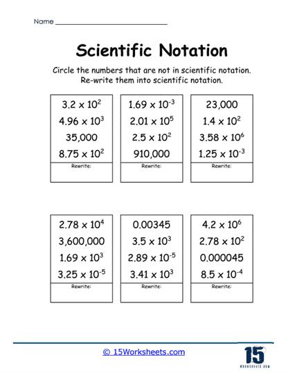 Scientific Notation Worksheets