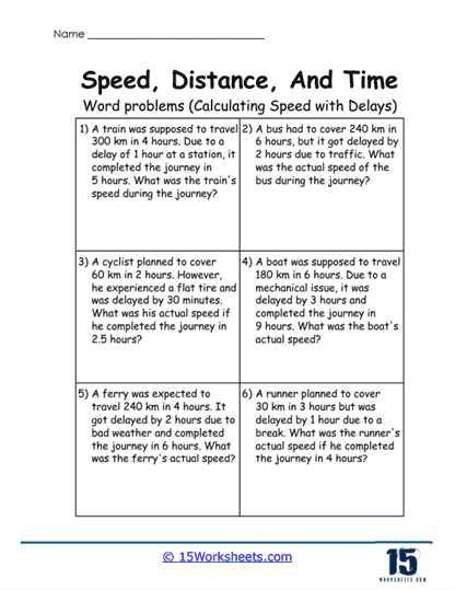 Delay Dash Worksheet