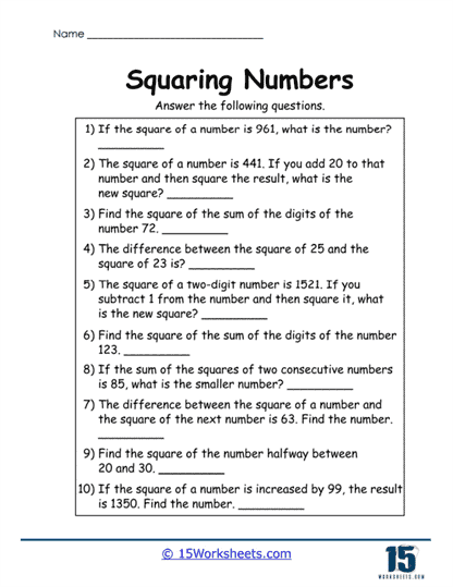 Double Digit Power Worksheet