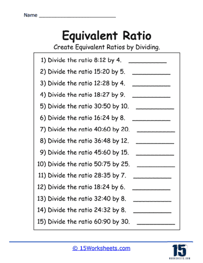 Divide Ratios Worksheet