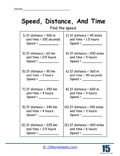 Speed Solver Worksheet