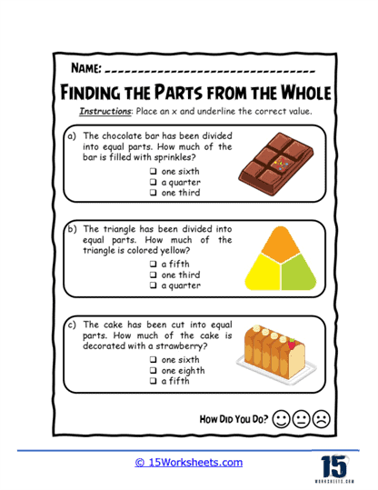 Sweet Fraction Treats Worksheet