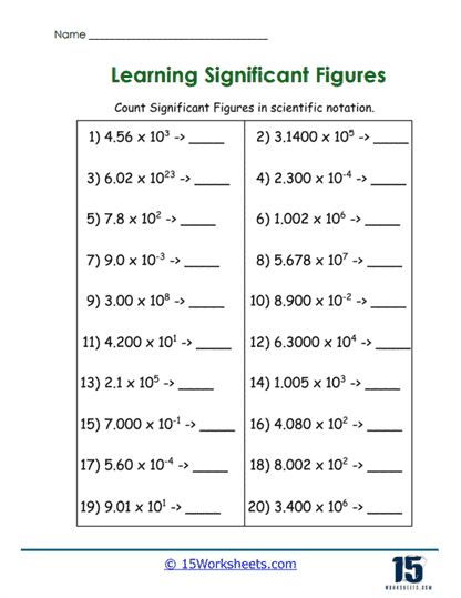 Notation Numbers Worksheet