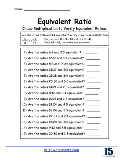 Cross-Multiply Check Worksheet