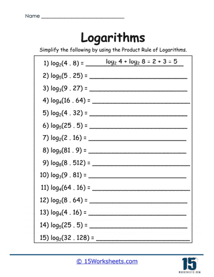 Product Rule Practice Worksheet