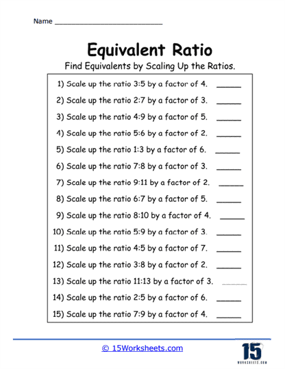 Ratio Scaling Up Worksheet