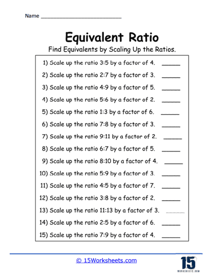 Equivalent Ratios Worksheets Ratios And Proportions 15 Worksheets