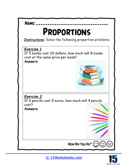 Book and Pencil Math Worksheet