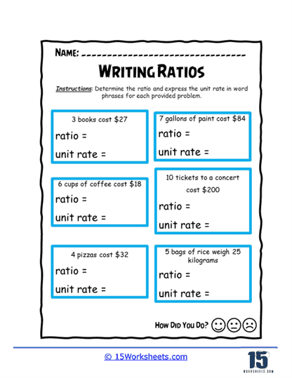 Cereal Ratios Worksheet