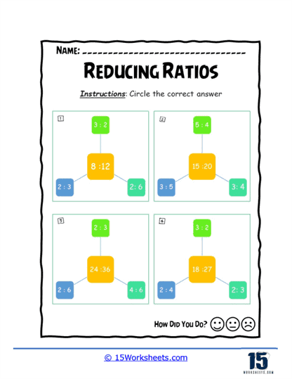 Reducing Ratios Worksheets