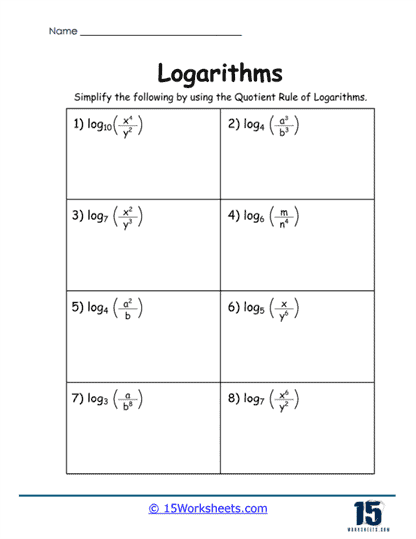 Quotient Rule Simplifier Worksheet