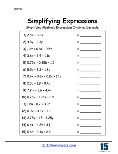 Decimal Dash Worksheet