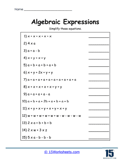 Simplify Squad Worksheet