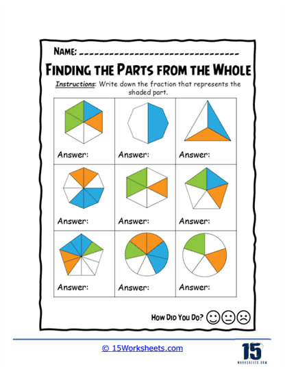 Shaded Shape Fractions Worksheet