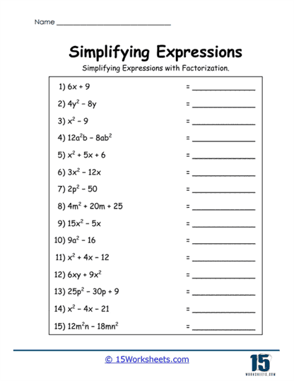 Factor Fixer Worksheet