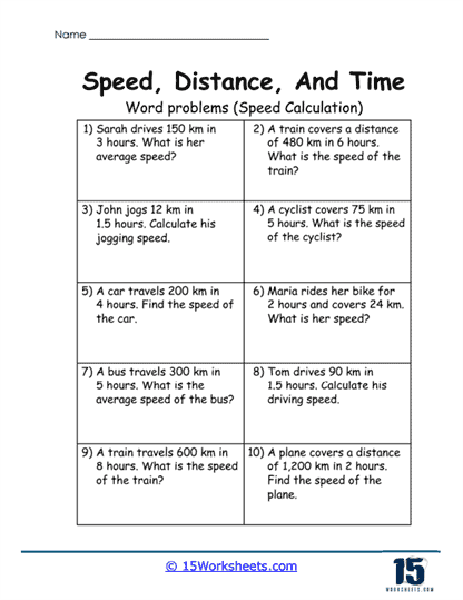 Speed Sprint Worksheet