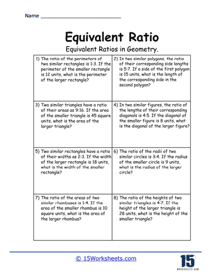 Geometry Ratios Worksheet