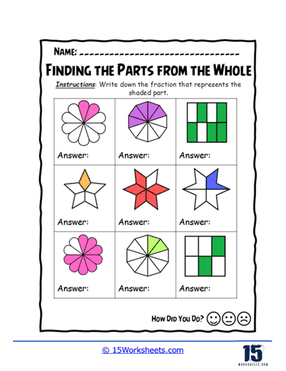 Star and Flower Fractions Worksheet