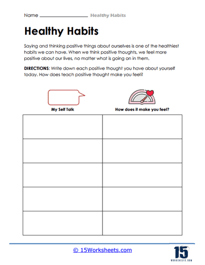 Positive Self-Talk Worksheet