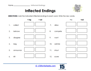 Inflected Endings Worksheets 15 Worksheets com