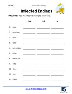 Inflected Endings Worksheets 15 Worksheets com