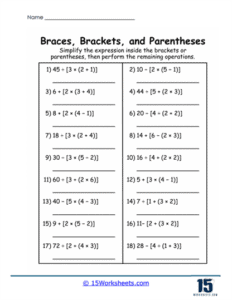 Braces, Brackets, and Parentheses Worksheets - 15 Worksheets.com