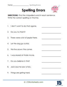 Image 7 for Commonly Misspelled Words Worksheet