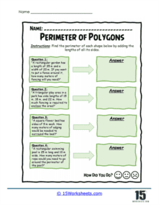 Perimeter of Polygons Worksheets