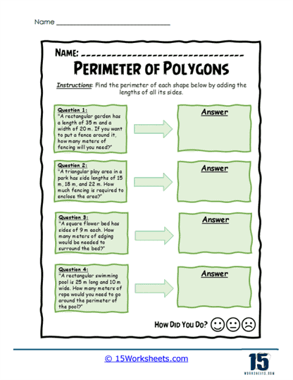 Real-Life Perimeters Worksheet