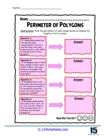 Park and Field Perimeters Worksheet