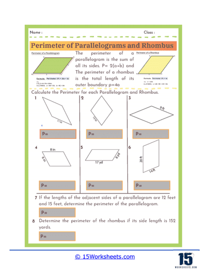 Rhombus Rally and Parallelogram Parade Worksheet