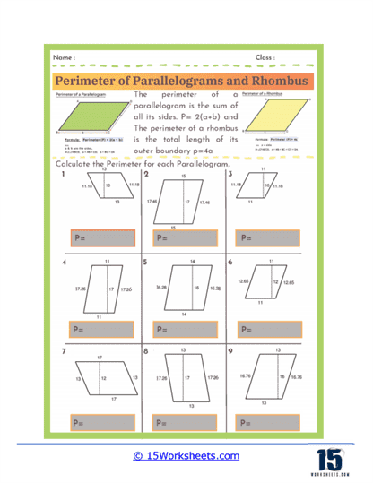 Perimeter Puzzle Party Worksheet