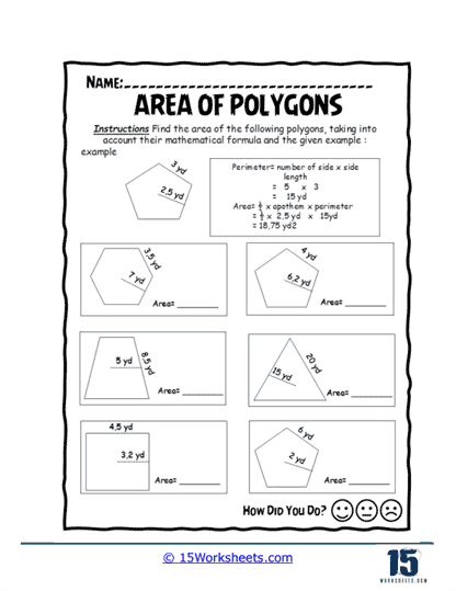 Area of Polygons Worksheets