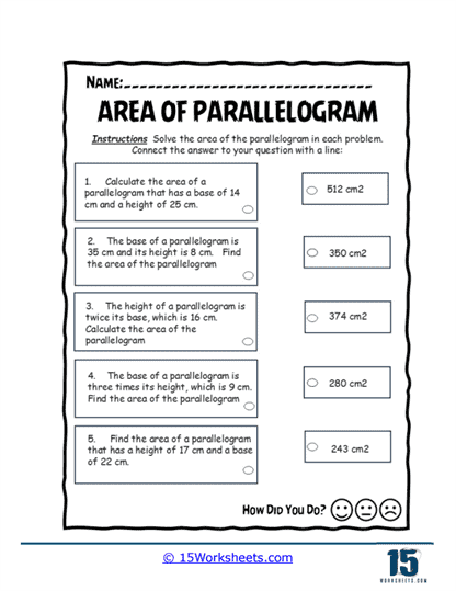 Area Adventures Worksheet