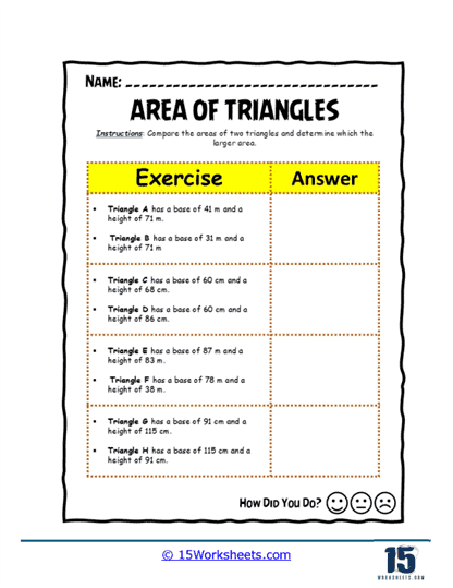 Triangle Face-Off Worksheet