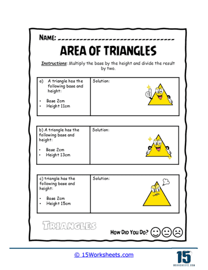 Area of Triangles Worksheets