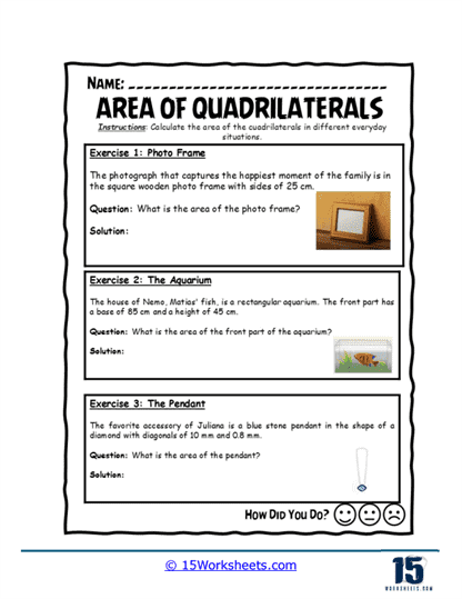 Area of Quadrilaterals Worksheets