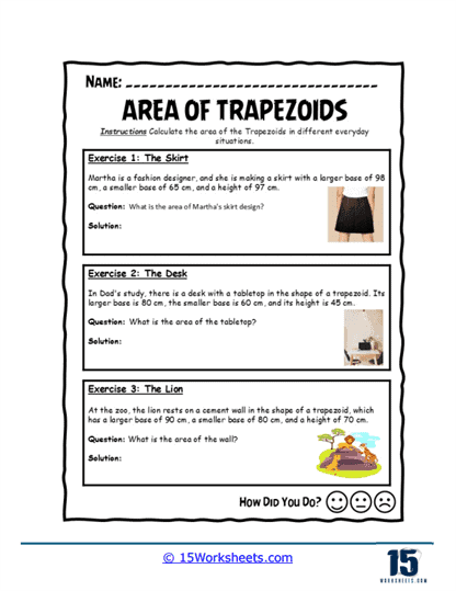 Area of Trapezoids Worksheets