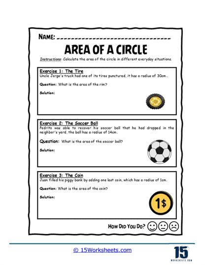 Area of Circles Worksheets