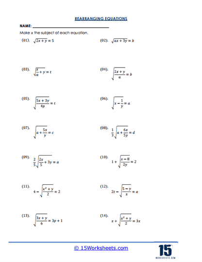 Radical Rescue Worksheet