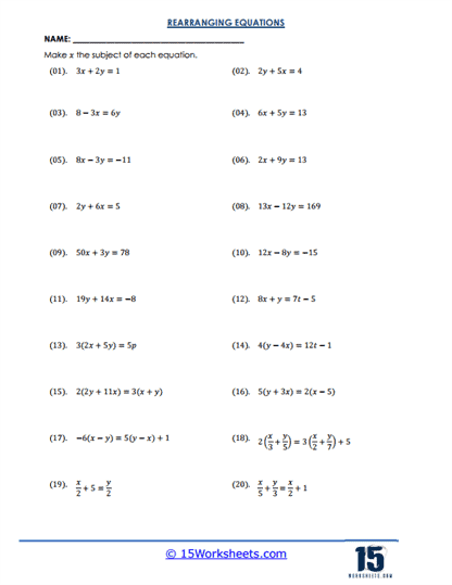 Formula Fix Worksheet