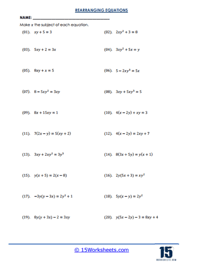 Variable Twist Worksheet