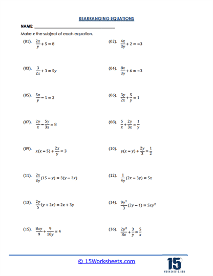 Denominator Drill Worksheet