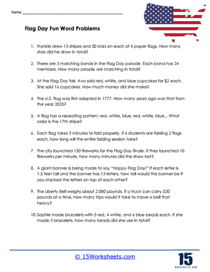 Patriotic Problems Worksheet