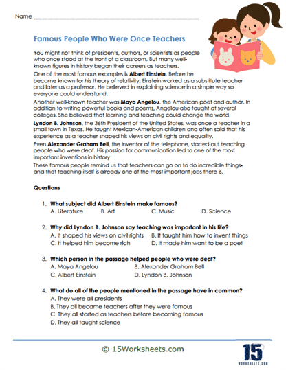 Famous Educators Worksheet
